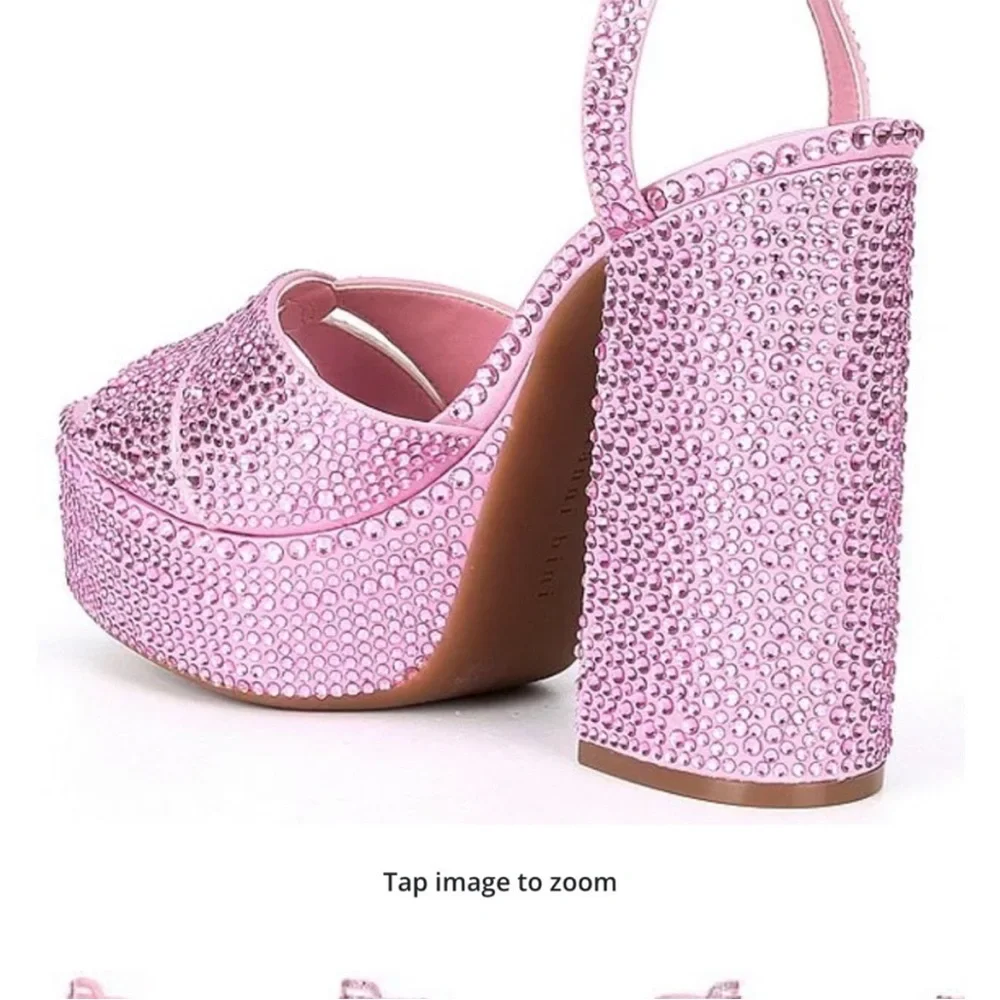 GORGEOUS Gianni Bini rhinestone pink platform heels - Picture 4 of 13